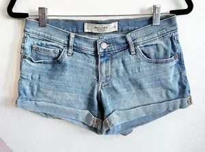 Abercrombie & Fitch‎ Jean Denim Shorts Womens Size 2 Rolled Cuff thumbnail 1
