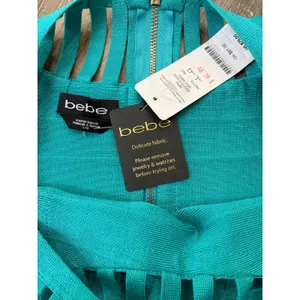 Bebe Crop Top Teal Cutout Bandage Y2K Going Out Party NWT Large thumbnail 3