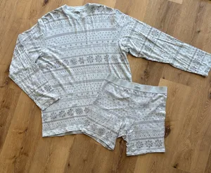 SKIMS limited edition glacier fair isle boyfriend long sleeve and boxer set thumbnail 2