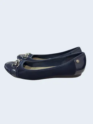 Anne Klein AK Sport Navy Ballet Flats Chain Accent Women’s Size 10M thumbnail 2