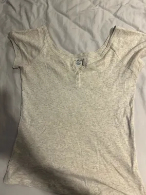 Brandy Melville light grey heather white short sleeve button up shirt thumbnail 1