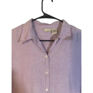 L.L. Bean Lilac Purple Linen Long Sleeve Collared Button Down Shirt Women Sz M thumbnail 4