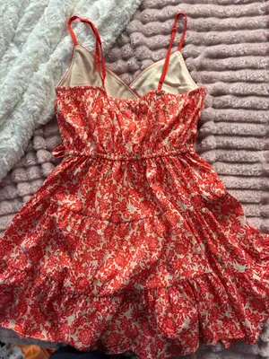 TJ Maxx Red Flower Pattern Dress thumbnail 2