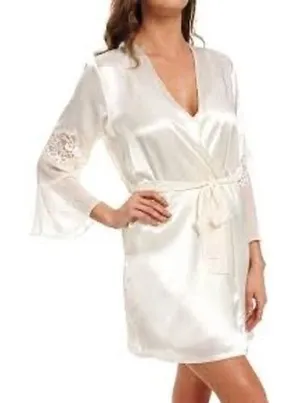 Oscar de la renta pink label white brides robe bell sleeves women's size large‎ thumbnail 1