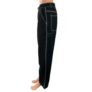 Gap Womens Black High Waisted Straight Wide Leg Carpenter Denim Jeans Pants Sz 6 thumbnail 2