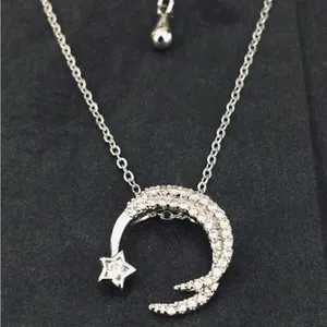 Crescent Moon Star Necklace Silver thumbnail 5