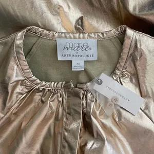 NWT!! Anthropologie MARE MARE Shine Faux Leather Shirt Dress Pearl Metallic XS thumbnail 11