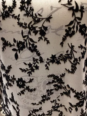 Ava Lane Beige and Black boho chic floral mesh layering top size Large thumbnail 3