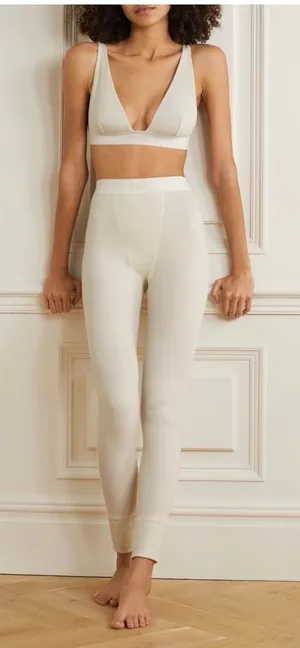 SKIMS Cotton Rib Thermal Leggings in Bone Size Small thumbnail 1