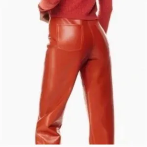 Aritzia The Melina Wilfred vegan leather pants fire orange 4 high rise straight thumbnail 2