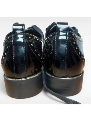 🔥 MIDNIGHT VELVET Studded Patent Wingtip Oxfords 7M Major Whimsygoth Vibes 🔥 thumbnail 8