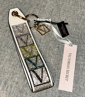 Victoria’s Secret colorful rhinestone keychain fob thumbnail 1