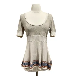 Free People Cream Fair Isle Fit & Flare Short Sleeve Knit Top Size XS thumbnail 3