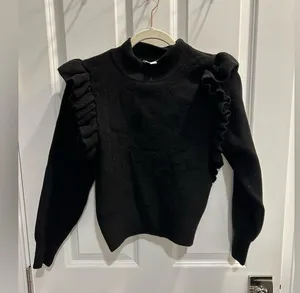 Topshop Black Ruffle Sweater thumbnail 2