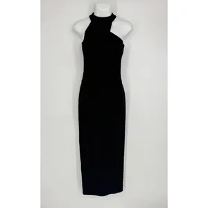 Marcella Sonata‎ Ponte Knit Midi Cocktail Dress Small Black Asymmetric Cutout thumbnail 3