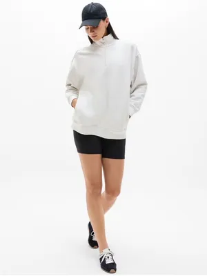 Athleta Forever Fleece 1/4 Zip Sweatshirt in Fog Grey Heather Large thumbnail 3
