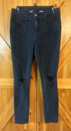 Seven7 Jeans Womens 8 Black Distressed Tummyless High Rise Skinny Stretch (5849) thumbnail 1