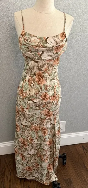 NWT Floral‎ Midi Slip Dress Size XS High Leg Slit thumbnail 1