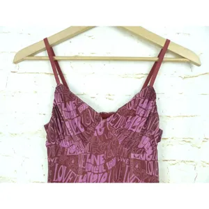 Urban Outfitters Love Mesh Tank Top Women S Pink Brown Sheer Cami Cut Hem Y2K thumbnail 8