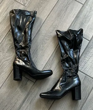 Croft & Barrow Shiny Black Heeled Boots thumbnail 1