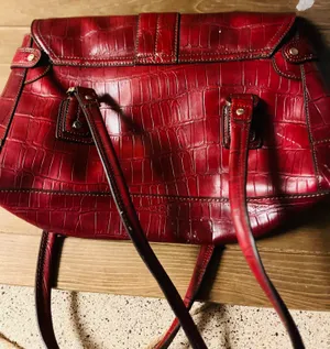 Liz Claiborne Vintage Handbag shoulder bag Crocodile red Faux Leather 80s thumbnail 3