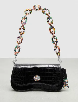 Coach Wavy Dinky Bag Crossbody Black Croc Embossed Coachtopia Leather Purse NWT thumbnail 1