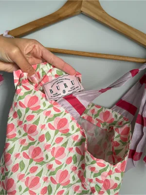 Sleeveless Pink Floral Tie-Shoulder Mini Dress thumbnail 3