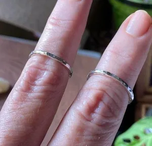 Solid Sterling Silver Hand Made Hammered Minimalist Band Ring Size 7 thumbnail 1