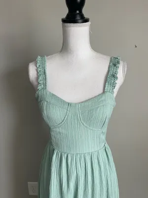 ALTAR'D STATE | Mint Green Maxi Dress with Ruffled Straps Sz XS thumbnail 4
