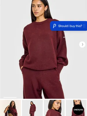 Oner Active Women's knit Crewneck Sweater & Jogger Set rosewood thumbnail 5
