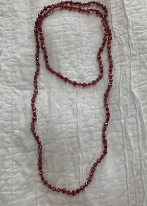 Long Beaded Red Necklace thumbnail 1