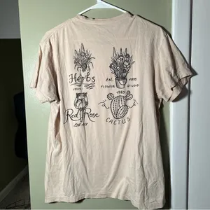 LCM International Unisex Sz Large T-Shirt Botanic Shop Holland Beige Gray Cotton thumbnail 5