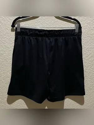 Nike Dri Fit 5” Women's Black Athletic Shorts with Swoosh Fold Over Waist Logo L thumbnail 6