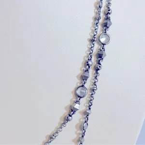 Kendra Scott Antique Silver Crystal Single‎ Strand Satellite Necklace thumbnail 2