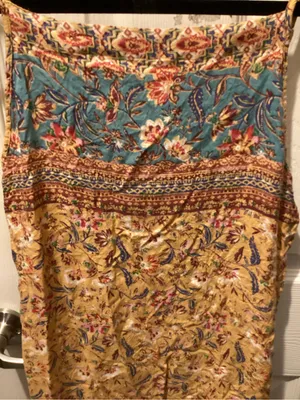 Angie Yellow Floral Midi Dress with Teal Yoke thumbnail 2