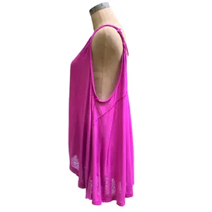 Free People New Vibes Tank Top Pink Small S Lightweight Embellished Boho NWT thumbnail 6