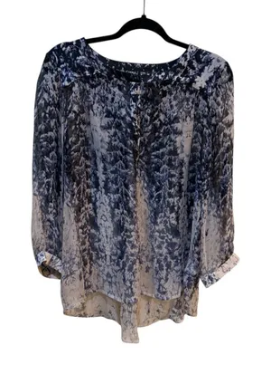 Gypsy 05 Global Village Women Silk Overlay Blouse‎ Flowy Top Size Large thumbnail 1