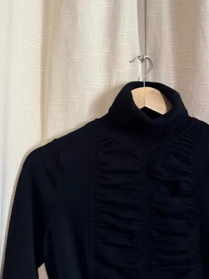 Turtleneck Ruffle-Front Sweater - Black thumbnail 2