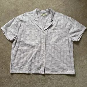 Madewell Garment Dyed Checkerboard Button Up Shirt NL027 Dusty Lavender Size XXL thumbnail 4