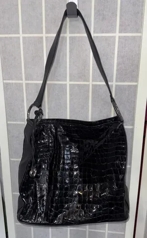 Vintage Y2K Brighton Cher Bag Black Shoulder Tote Croc Leather‎ Gorpcore Purse thumbnail 1