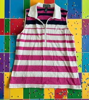 LAUREN RALPH LAUREN Striped Active Tank Top Size Large thumbnail 1