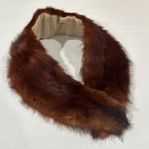 Vintage Real Fur Collar Wrap Women Brown Vintage Glamour Stole Maximalist thumbnail 1