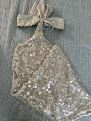SHEIN BAE Women's Sage Sequin Hollow-Out Backless Twist Bandeau Dress thumbnail 4