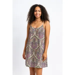Women's J.Crew Purple Green Paisley Silk Mini Dress Size 8 thumbnail 2