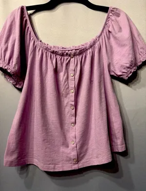 NWT Cute American Eagle Light Purple Puff Sleeve Shirt, size small! thumbnail 1