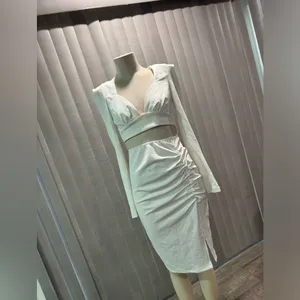 🍒BUNDLE 2 ITEMS FOR $8✨ 🌸AMTIOUS divine simulated two pieces dress ✨ White Size L thumbnail 5