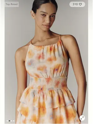 Anthropologie Midi Dress Orange Yellow Floral Tiered Ruffle thumbnail 3