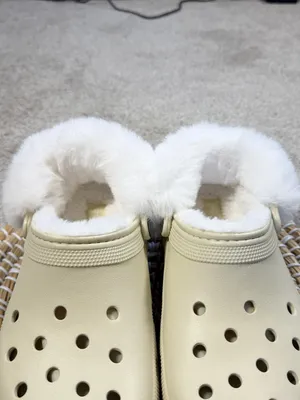 Crocs Women’s Classic Platform Fleece Lined Clogs in Bone Neutral 8 thumbnail 3