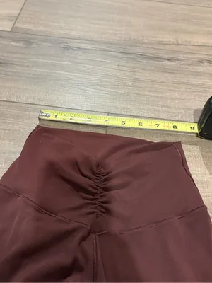 OFFLINE by Aerie High Rise Ruched Flare Leggings Brown Burgundy XS thumbnail 7