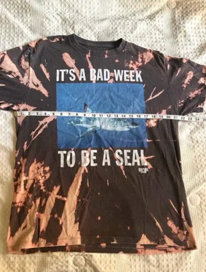 Bleach Dyed Shark Week Graphic Tee Size Large Funny Shark Shirt thumbnail 7